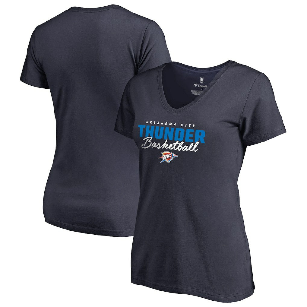 Navy Oklahoma City Thunder Women's Script Assist V-Neck T-Shirt | NBA