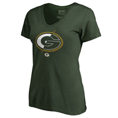 Green Bay Packers Women's X-Ray Slim Fit V-Neck T-Shirt | NFL Discount