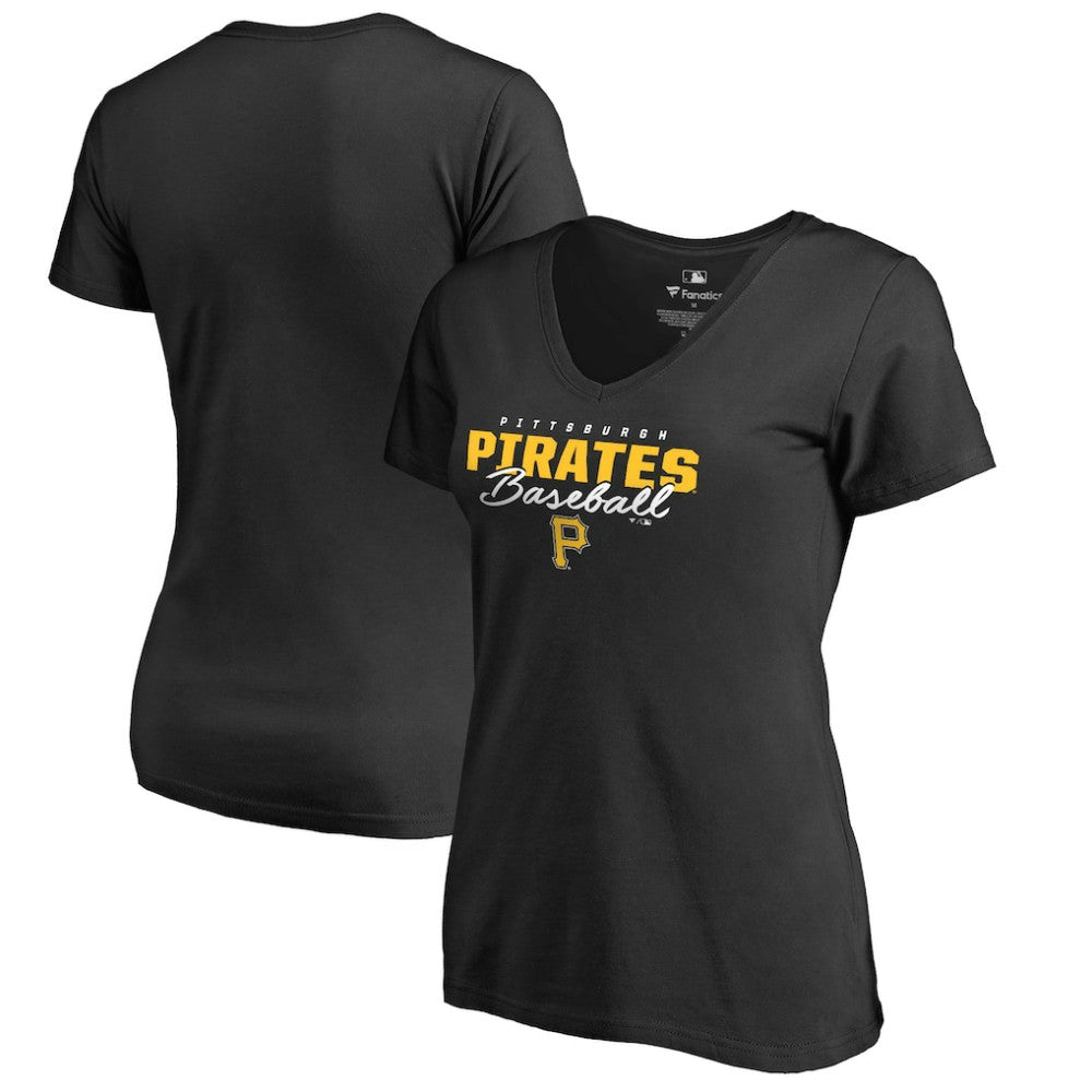Pittsburgh Pirates Women's Script Assist V-Neck T-Shirt - MLB T-shirts