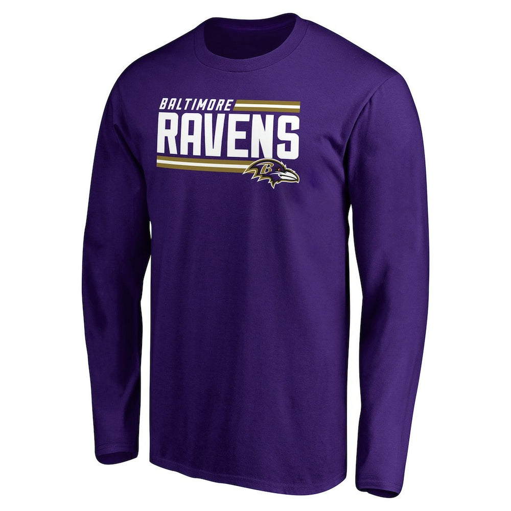 Baltimore Ravens Iconic Collection On Side Stripe Long Sleeve T-Shirt | NFL Sale