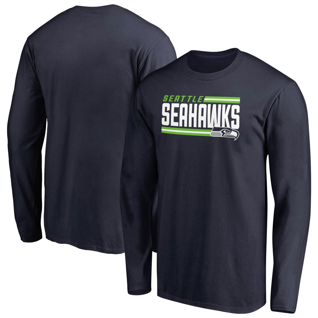 Seattle Seahawks Iconic Collection On Side Stripe Long Sleeve T-Shirt | NFL New