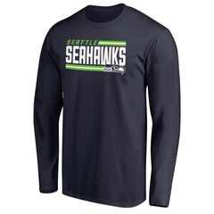 Seattle Seahawks Iconic Collection On Side Stripe Long Sleeve T-Shirt | NFL New