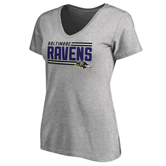 Baltimore Ravens Women's Iconic Collection On Side Stripe V-Neck T-Shirt | NFL Outlet
