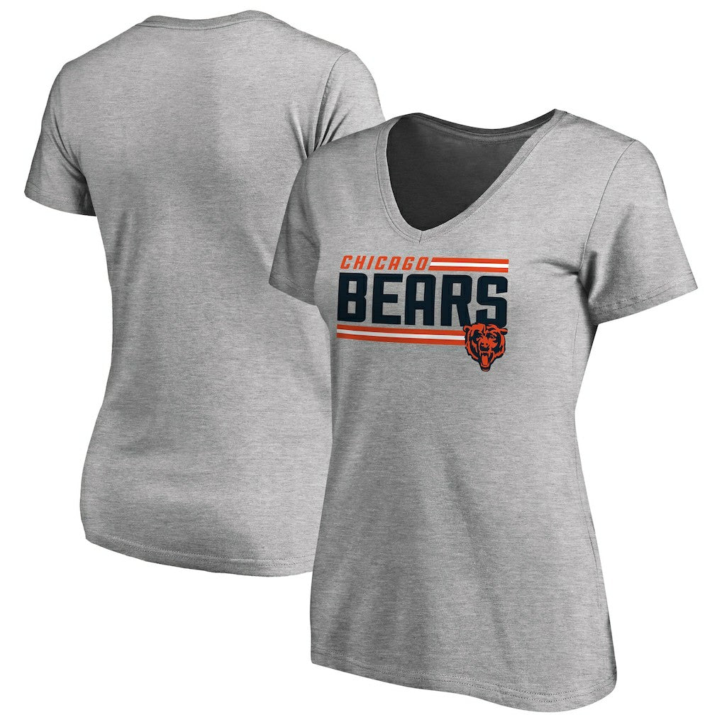 Chicago Bears Women's Iconic Collection On Side Stripe V-Neck T-Shirt | NFL US