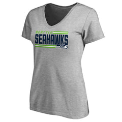 Seattle Seahawks Women's Iconic Collection On Side Stripe V-Neck T-Shirt | NFL New