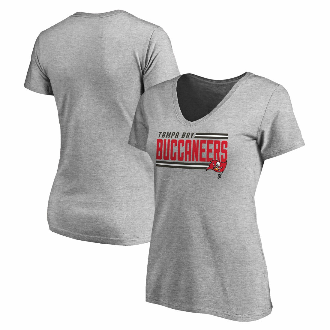 Tampa Bay Buccaneers Women's Iconic Collection On Side Stripe V-Neck T-Shirt | NFL New