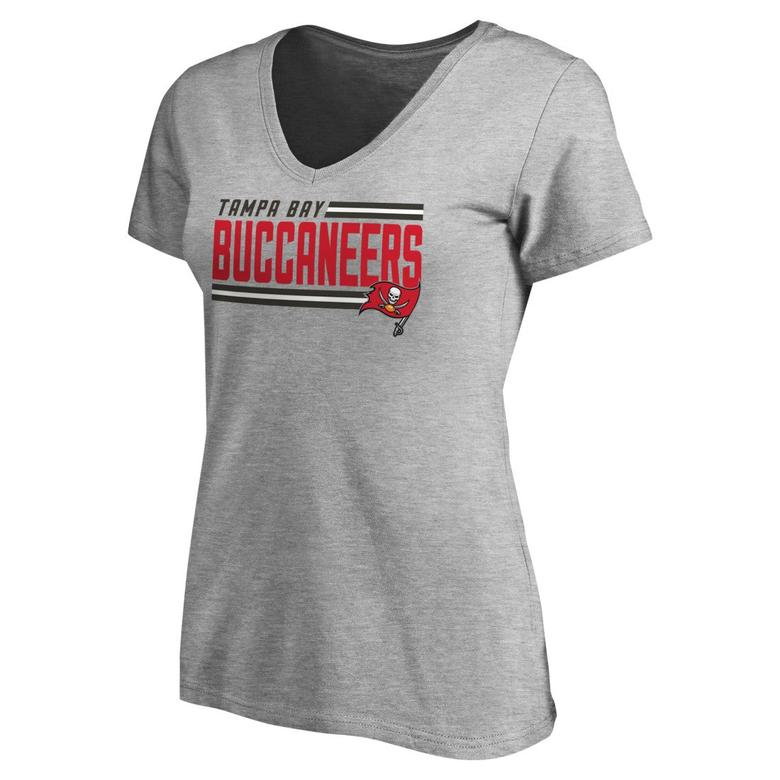 Tampa Bay Buccaneers Women's Iconic Collection On Side Stripe V-Neck T-Shirt | NFL New