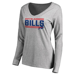 Buffalo Bills Women's Iconic Collection On Side Stripe Long Sleeve V-Neck T-Shirt | NFL Sale