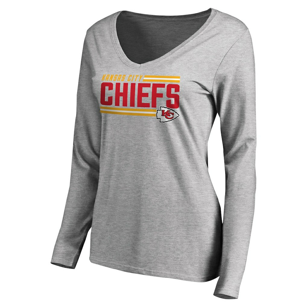 Kansas City Chiefs Women's Iconic Collection On Side Stripe Long Sleeve V-Neck T-Shirt | NFL Near me