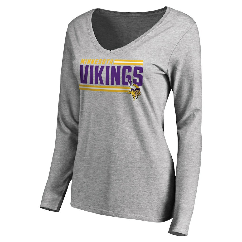 Minnesota Vikings Women's Iconic Collection On Side Stripe Long Sleeve V-Neck T-Shirt | NFL Online