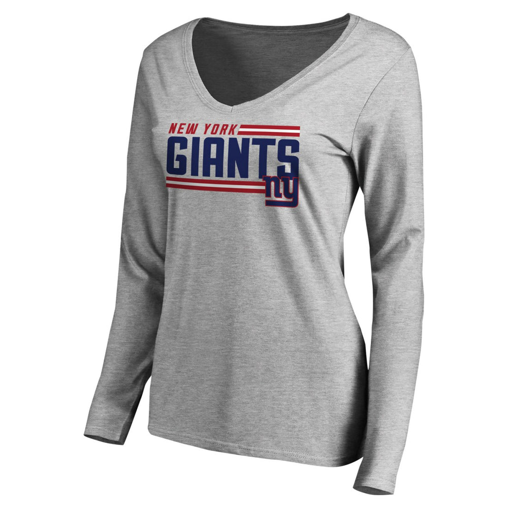 New York Giants Women's Iconic Collection On Side Stripe Long Sleeve V-Neck T-Shirt | NFL Sale