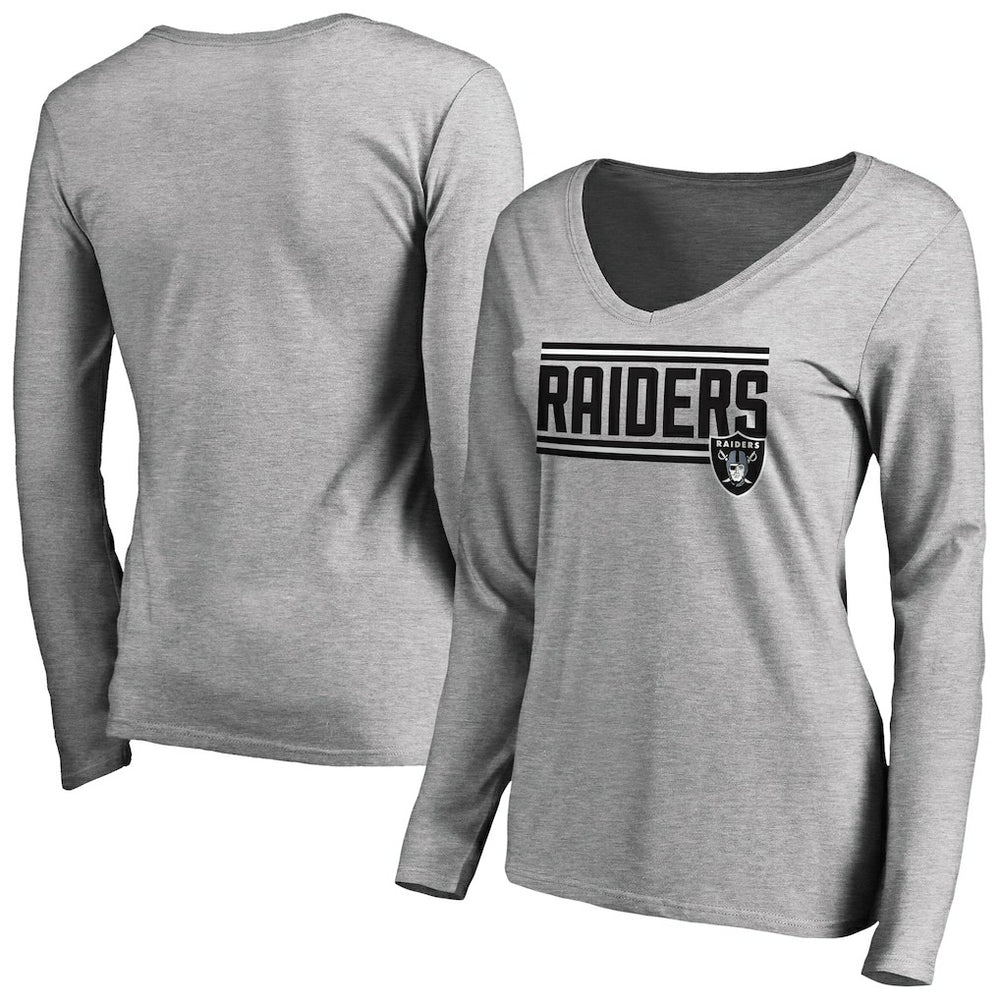 Las Vegas Raiders Women's Iconic Collection On Side Stripe Long Sleeve V-Neck T-Shirt | NFL On sale