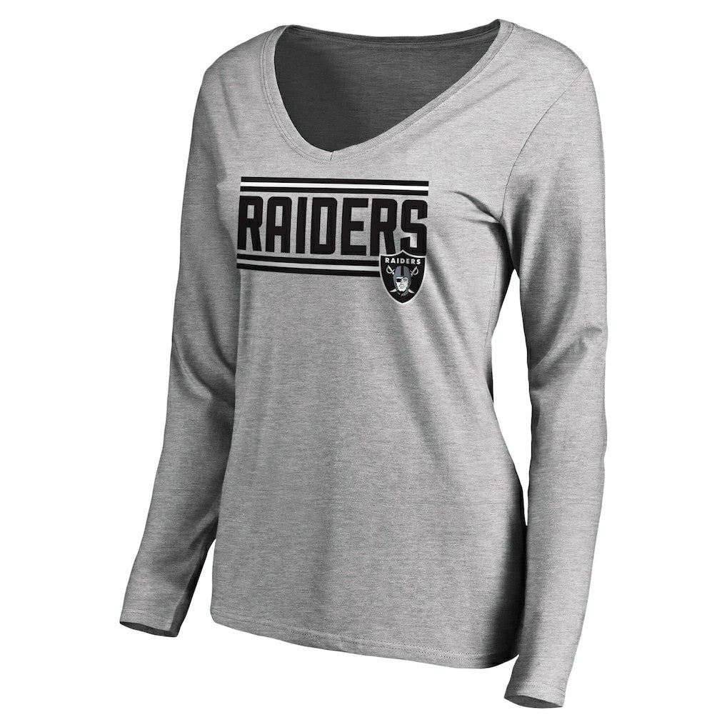 Las Vegas Raiders Women's Iconic Collection On Side Stripe Long Sleeve V-Neck T-Shirt | NFL On sale