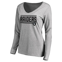 Las Vegas Raiders Women's Iconic Collection On Side Stripe Long Sleeve V-Neck T-Shirt | NFL On sale