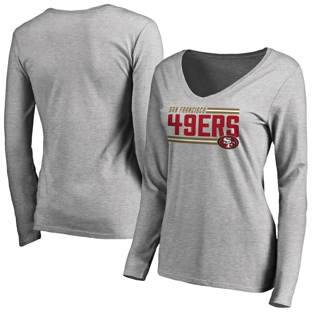 San Francisco 49ers Women's Iconic Collection On Side Stripe Long Sleeve V-Neck T-Shirt | NFL Online