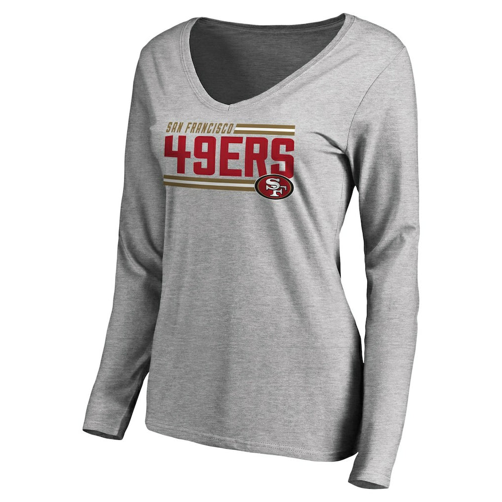 San Francisco 49ers Women's Iconic Collection On Side Stripe Long Sleeve V-Neck T-Shirt | NFL Online