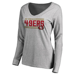 San Francisco 49ers Women's Iconic Collection On Side Stripe Long Sleeve V-Neck T-Shirt | NFL Online