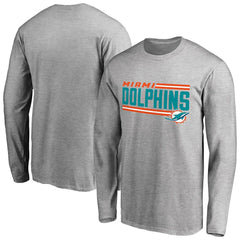 Miami Dolphins Iconic Collection On Side Stripe Long Sleeve T-Shirt | NFL Hot