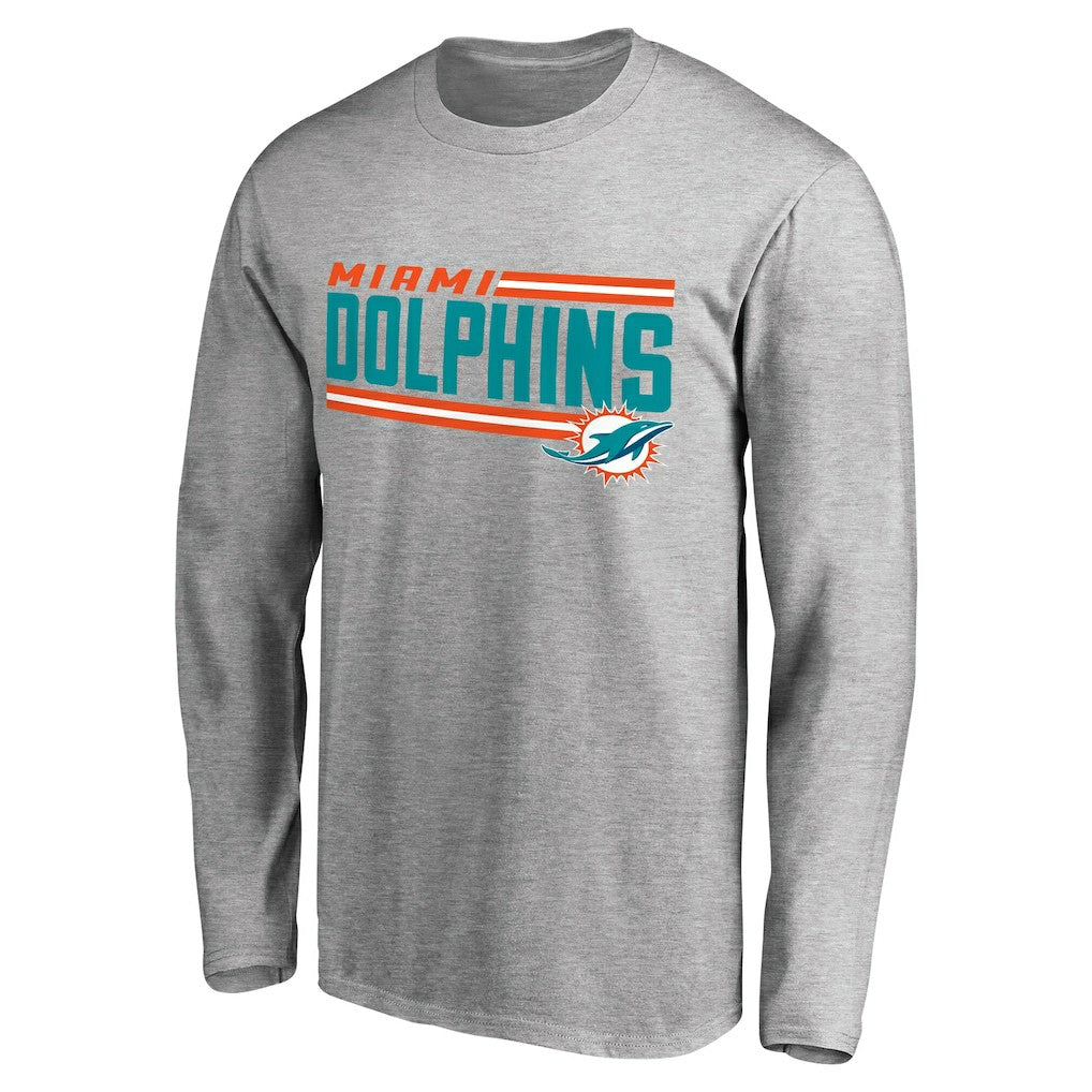 Miami Dolphins Iconic Collection On Side Stripe Long Sleeve T-Shirt | NFL Hot