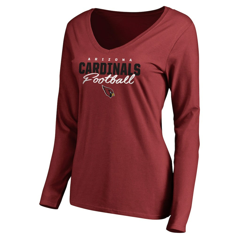 Arizona Cardinals Women's Iconic Collection Script Assist Long Sleeve V-Neck T-Shirt | NFL New