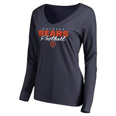 Chicago Bears Women's Iconic Collection Script Assist Long Sleeve V-Neck T-Shirt | NFL Outlet