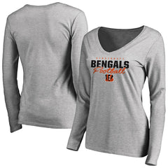 Cincinnati Bengals Women's Iconic Collection Script Assist Long Sleeve V-Neck T-Shirt | NFL Discount