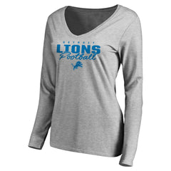 Detroit Lions Women's Iconic Collection Script Assist Long Sleeve V-Neck T-Shirt | NFL US
