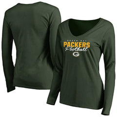 Green Bay Packers Women's Iconic Collection Script Assist Long Sleeve V-Neck T-Shirt | NFL Sale