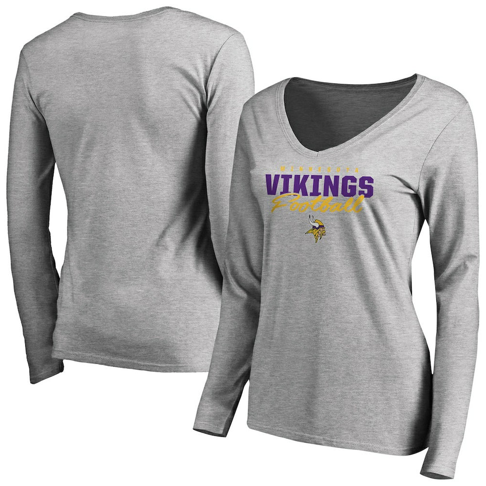 Minnesota Vikings Women's Iconic Collection Script Assist Long Sleeve V-Neck T-Shirt | NFL Near me