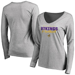 Minnesota Vikings Women's Iconic Collection Script Assist Long Sleeve V-Neck T-Shirt | NFL Near me