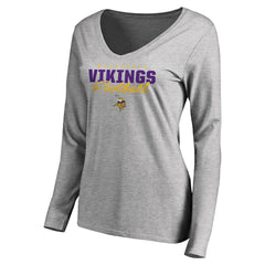 Minnesota Vikings Women's Iconic Collection Script Assist Long Sleeve V-Neck T-Shirt | NFL Near me