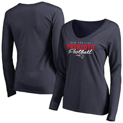 New England Patriots Women's Iconic Collection Script Assist Long Sleeve V-Neck T-Shirt | NFL On sale