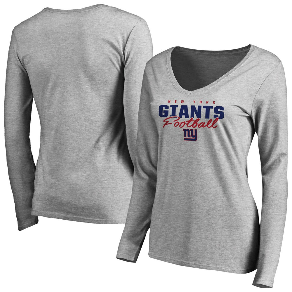 New York Giants Women's Iconic Collection Script Assist Long Sleeve V-Neck T-Shirt | NFL Near me