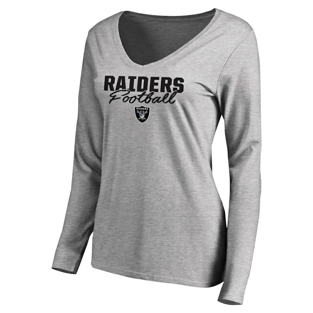 Las Vegas Raiders Women's Iconic Collection Script Assist Long Sleeve V-Neck T-Shirt | NFL New