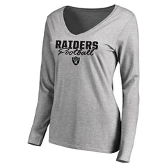 Las Vegas Raiders Women's Iconic Collection Script Assist Long Sleeve V-Neck T-Shirt | NFL New