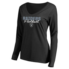 Las Vegas Raiders Women's Iconic Collection Script Assist Long Sleeve V-Neck T-Shirt | NFL On sale