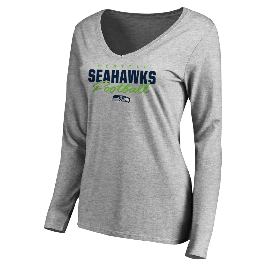 Seattle Seahawks Women's Iconic Collection Script Assist Long Sleeve V-Neck T-Shirt | NFL Near me