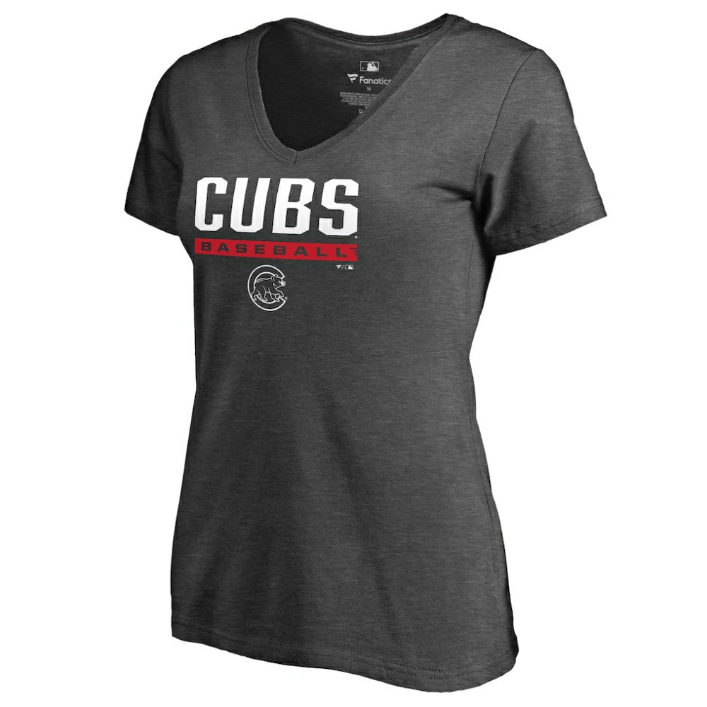 Chicago Cubs Women's Win Stripe V-Neck T-Shirt - MLB T-shirts