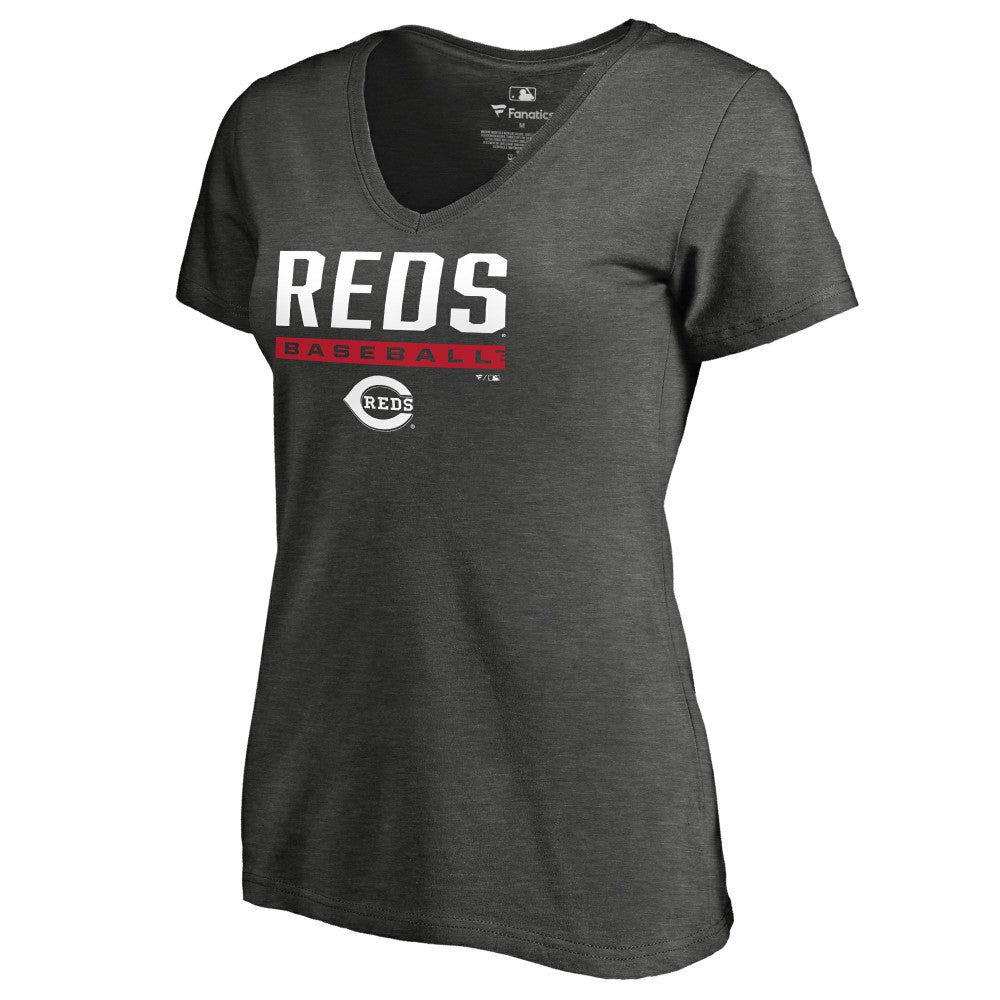 Cincinnati Reds Women's Win Stripe V-Neck T-Shirt - MLB T-shirts