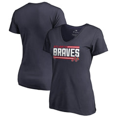 Atlanta Braves Women's Onside Stripe V-Neck T-Shirt - MLB T-shirts