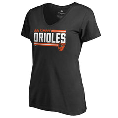 Baltimore Orioles Women's Onside Stripe V-Neck T-Shirt - MLB T-shirts
