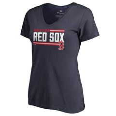 Boston Red Sox Women's Onside Stripe V-Neck T-Shirt - MLB T-shirts