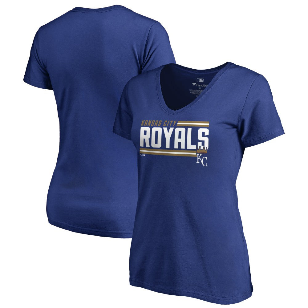 Kansas City Royals Women's Onside Stripe V-Neck T-Shirt - MLB T-shirts