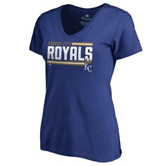 Kansas City Royals Women's Onside Stripe V-Neck T-Shirt - MLB T-shirts