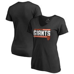 San Francisco Giants Women's Onside Stripe V-Neck T-Shirt - MLB T-shirts