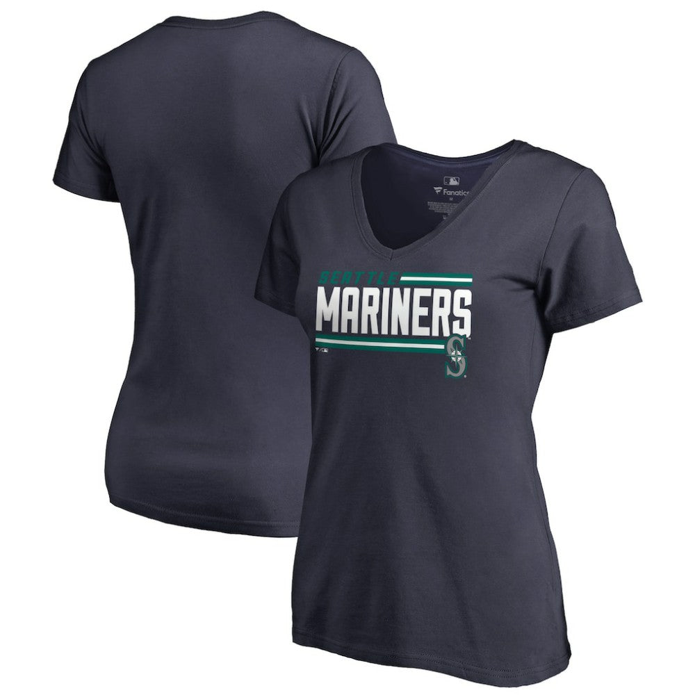 Seattle Mariners Women's Onside Stripe V-Neck T-Shirt - MLB T-shirts