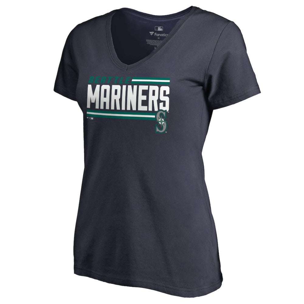 Seattle Mariners Women's Onside Stripe V-Neck T-Shirt - MLB T-shirts