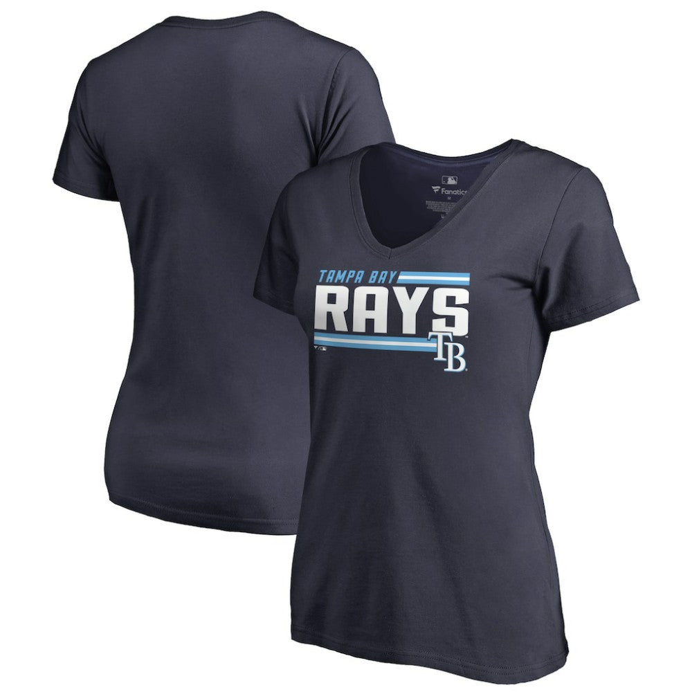 Tampa Bay Rays Women's Onside Stripe V-Neck T-Shirt - MLB T-shirts