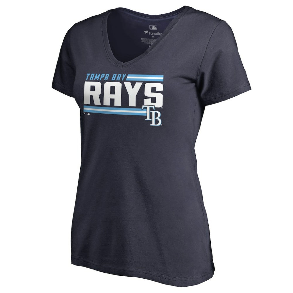 Tampa Bay Rays Women's Onside Stripe V-Neck T-Shirt - MLB T-shirts