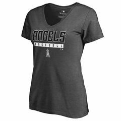 Los Angeles Angels Women's Charcoal Stack V-Neck T-Shirt - MLB T-shirts